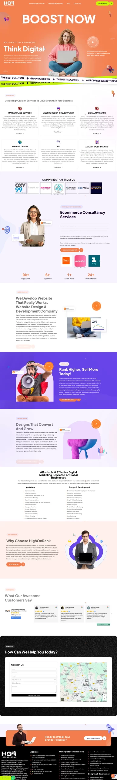 Custom WordPress website design for highonrank - creative agency portfolio with interactive elements